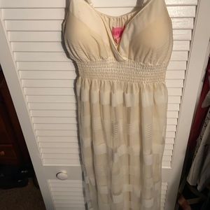 Long cream spaghetti strap dress